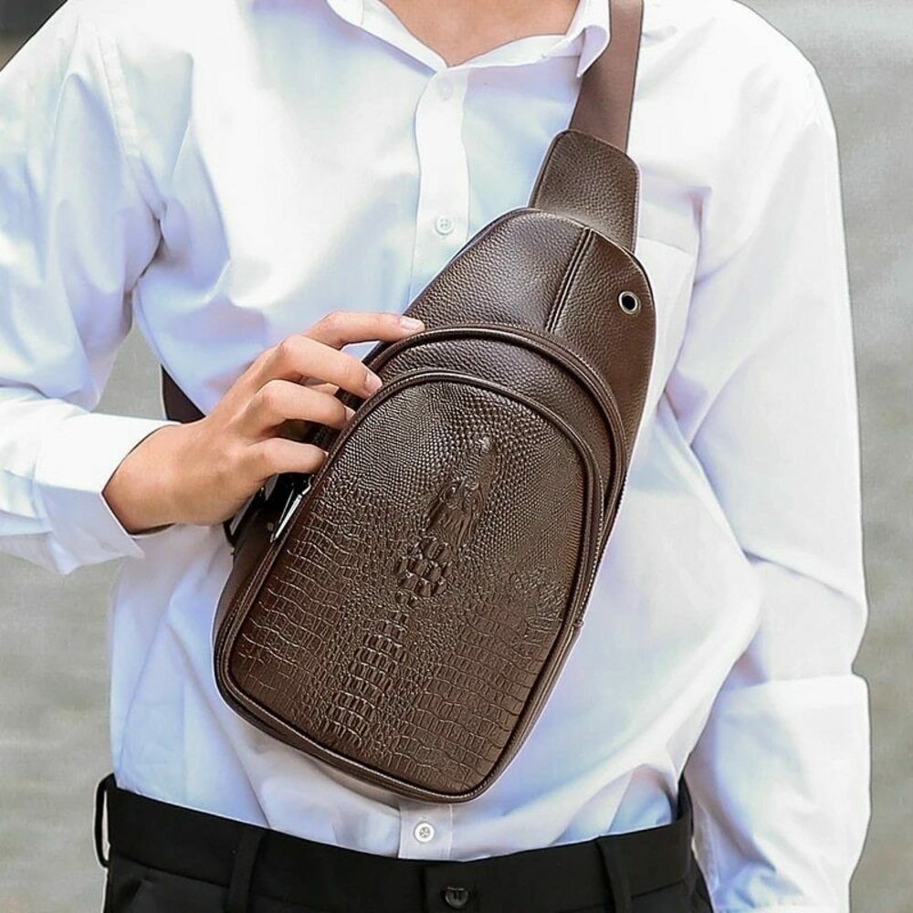 Crossbody Bag Gator Pattern Leather Bag Chest Bag